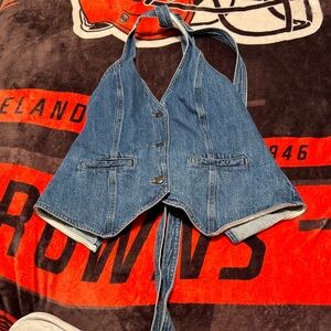 Wild Fable Blue Denim Halter Tank Top